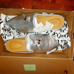 Silver mules brand new!!